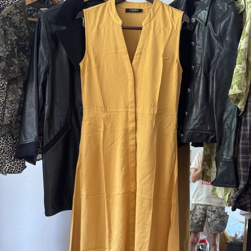 Caara Elegant Yellow Sleeveless Dress